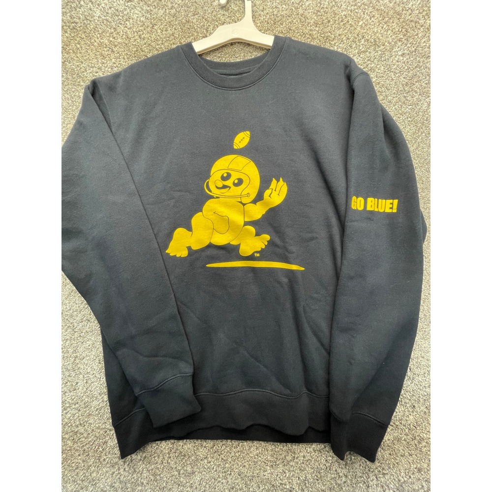 Go Blue Michigan Independent Trading Sweatshirt Men M Navy NEW Football Bear